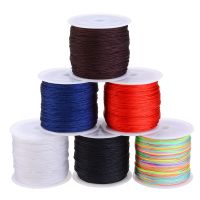 【YD】 45M/Roll 0.8mm Multicolor Thread Chinese Knot Cord Macrame Rattail Braided String Knitting Yarn Rope