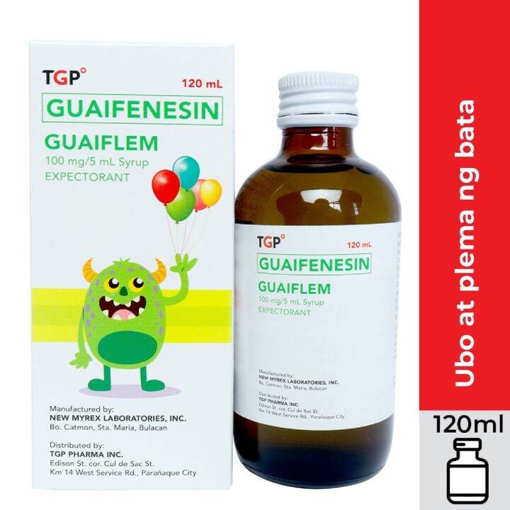 GUAIFLEM TGP Guaifenesin 100mg/5ml 120mlSyrup 1 bottle treat coughs and congestion Lazada PH