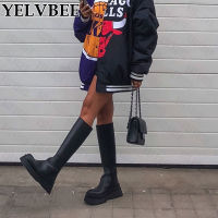 Chelsea Women High Boots Winter 2021 New Chunky Shoes Woman Fashion Knee High Platform Mid Heels Gladiator Motorcycle Boots Lady