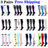 3 Pairs Compression Socks for Women &amp; Men Knee High Sports Socks 30 MmHg for Edema Diabetes Varicose Veins Running Cycling Socks