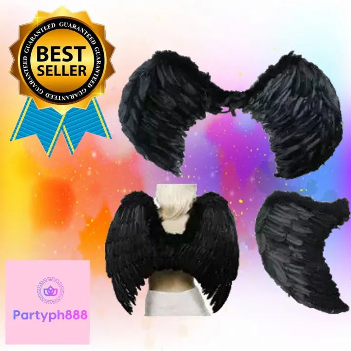 Girls Black Angel Butterfly Wings Dress up Party Costume Role Halloween
