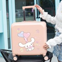 Jfcb กระเป๋า Cinnamoroll น่ารักเด็กกระเป๋าแบบมีรหัสรถเข็นเดินทาง18นิ้วล้อสากลกระเป๋าเดินทางทนทาน Sanrio