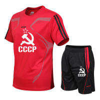 New Hot CCCP USSR Men woman T-Shirts Sports Suit Fitness Quick Dry Casual Running Suit Summer Short Sleeve Shorts 2 Pieces Set