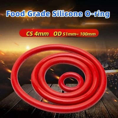 5/10 buah pencuci cincin O VMQ Grade makanan OD 51mm 100mm Gasket cincin silikon merah CS 4mm tahan air dan terisolasi