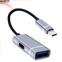 GUIRJP เครื่องอ่าน U Disk Splitter Data Sync Converter PD ชาร์จเร็ว Type-C อะแดปเตอร์ OTG USB 3.0