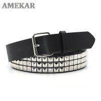 Pyramid Fashion Rivet Belt Men&amp;Womens Studded Belt Punk Rock With Pin Buckle Drop Shipping Black