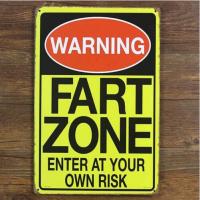 Warning Fart Zone Vintage Metal Tin Signs Poster Home Pub Bar Wall Decor 20x30CM