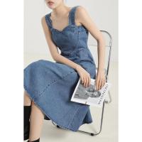 COD DSFGERTGYERE 2022 Retro Suspender Dress Female Korean Version Niche Waist-Waisted Slimmer Look Mid-Length Denim Skirt 2022 Strap 7.11