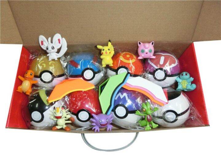 pokeball-ของเล่นโปเกบอลโปเกมอน-pikachu-ของแท้พร้อมเข็มขัดตุ๊กตาตุ๊กตาขยับแขนขาได้ของเล่นโมเดลสำหรับเด็กพร้อมกล่องของขวัญ