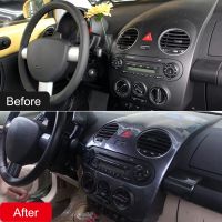 Carbon Fiber Style Car Center Console Dashboard Panel Cover Trim Dashboard Panel Cover Trim Console Navigation Cover Trim Fit for VW Volkswagen New Beetle 2003- 2010