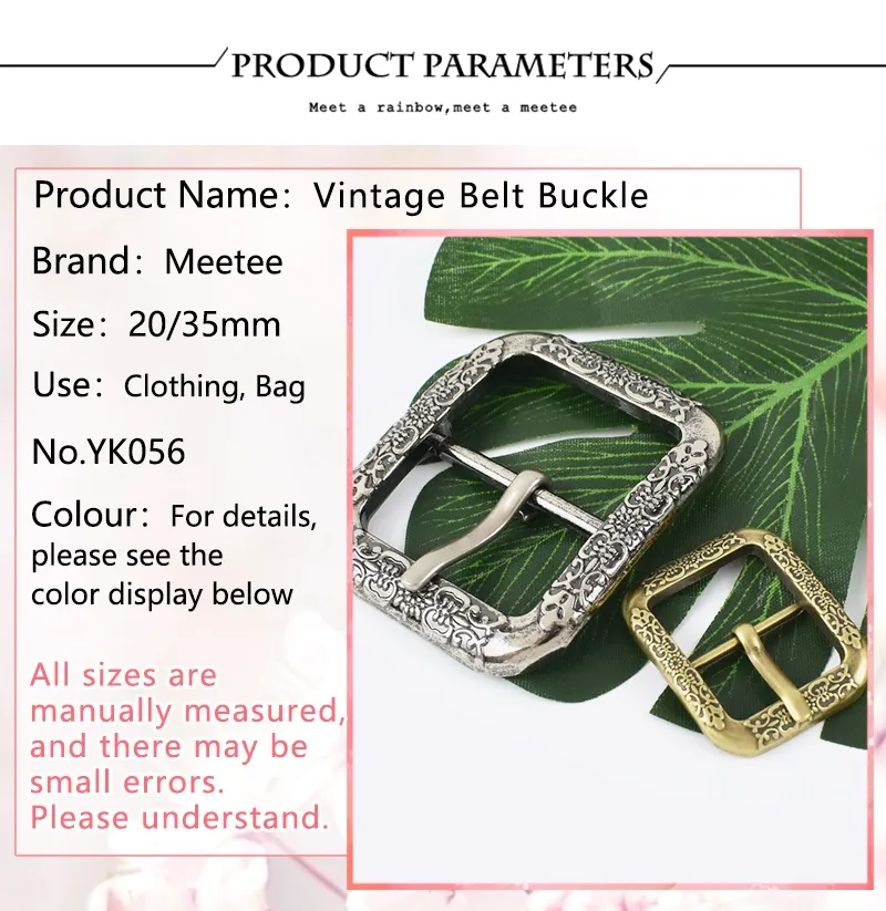 Meetee Vintage Ancient Silver Brass Belt Buckles