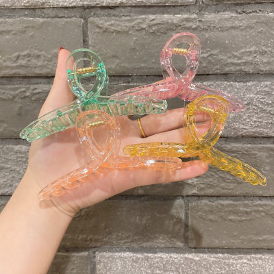 Summer Women Hair Claw Transparent Solid Color Lady Hair Grip Elegant Shark Clip Hairclip Headwear