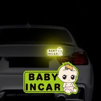 Baby In Car Highly Reflective Car Magnetic Stickers Cute Child Pattern Decal Stickers For Auto Bumper Warning Sign Accessories