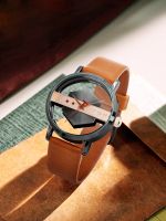 Creative Watch for Men TOMI Hollow Out Pointer Mens Quartz Watch Fashion Personalized Black Brown Mens Watch Clock reloj hombre