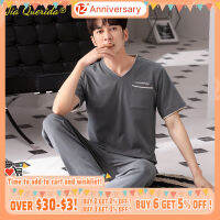 New Spring Summer Dark Grey Mens Pajama Sets Fashion Plain Soft Modal Sleepwear for Youth Man Plus Size 4XL Leisure Homeclothes