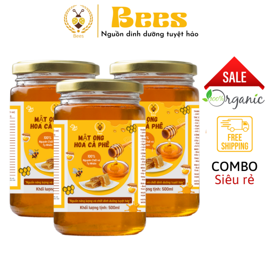 Combo 3 lọ mật ong rừng nguyên chất tự nhiên hoa cà phê 500ml siêu tiết - ảnh sản phẩm 1