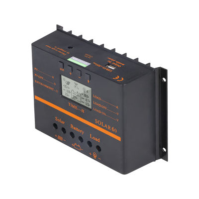 80A PWM Solar Charge Controller 12V/ 24V Self-Adapting LCD Solar Panel B-attery Charge Discharge Regulator with 5V USB Output Temperature Compensation Multiple Protections