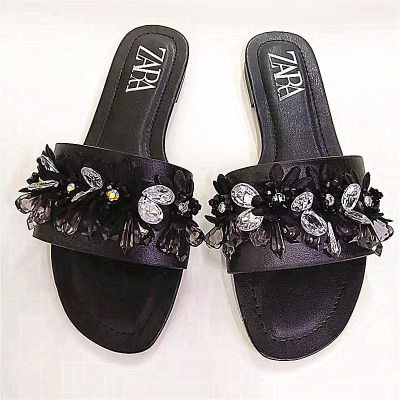 slippers female summer Korean version non-slip wedge bottom slippers seaside flowers all-match beach sandals