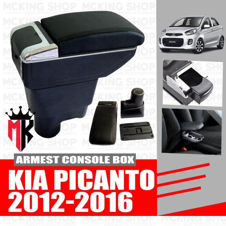 Kia Picanto 20122016 Armrest Center Console Box with USB Port (Black