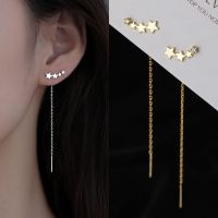 LATS Trend Long Wire Tassel Thread Chain Climb Star Heart Beads Pendants Drop Earrings womens Straight Hanging Earings Jewelry