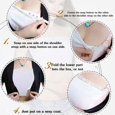 Lace Tube Top Female Summer Neckline Anti-Lighting Bra Invisible Soft And Camisole Fake Artifact Breathable Anti-Peep V5Z4