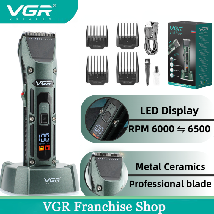 ปัตตาเลี่ยน VGR พร้อมแท่นชาร์จตัดแต่งผมบุรุษมืออาชีพปัตตาเลี่ยนไฟฟ้า ...