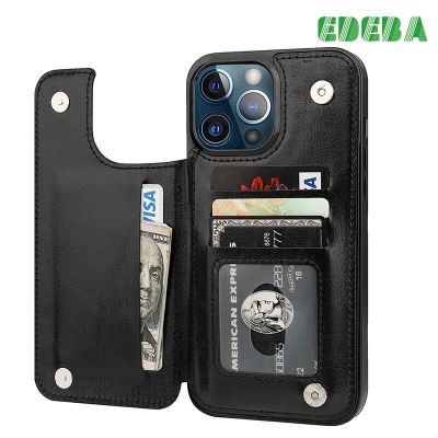 เคสโทรศัพท์หนังมีกระเป๋าเงิน EDEBA พร้อมกระเป๋าเก็บบัตรสำหรับ12 13 14 11 Pro Max Plus เคสมือถือขนาดเล็กเคสฝาหลังมีกระดุมแม่เหล็ก