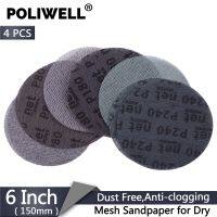 POLIWELL 4PCS 6 Inch 150mm Auto Mesh Sandpaper Sanding Discs Round Dry Sanding Paper Anti clogging Abrasives Grit 80 180 240