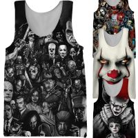 Summer Punk Style Mens Horror The Clown 3D Printed Tank Tops Halloween Party Costumne Outerwear Novelty Vest Gothic Clothing