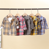 Middle and Small Children Spring/Autumn Loose Checkered Shirt Korean Version Boys Handsome Casual Long Sleeve Tops Summer Kids Fashion Thin Shirt Coat For 1-6 Years