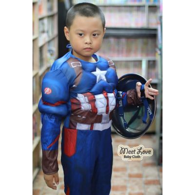 BAB ชุดของขวัญเด็กแรกเกิด ในสต็อกในกรุงเทพ✢♝ชุดกัปตันอเมริกา ชุดซุปเปอร์ฮีโร่ ชุด Captain America ชุดฮีโร่ พร้อมหน้ากาก ชุดของขวัญเด็กอ่อน เซ็ตเด็กแรกเกิด