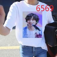 bts V top scary t-shirt trippy t shirt rock punk เสื้อยืดแขนสั้นเกาหลี inscriptions couple Women skull เสื้อเ