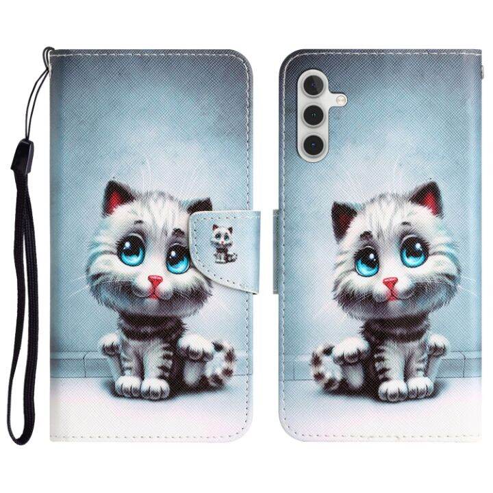 5aceshop-เคสโทรศัพท์หนังวาดภาพสีสำหรับ-s23-samsung-galaxy-fe-5กรัม