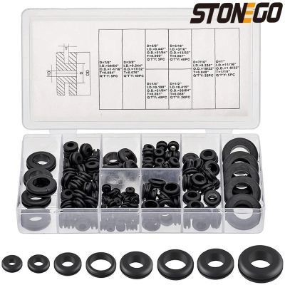 ☼♟ STONEGO 180Pcs/Box Rubber Grommet Assortment Kit Rubber Hole Grommet O Ring Set 1/4 5/16 3/8 7/16 1/2 5/8 7/8 1