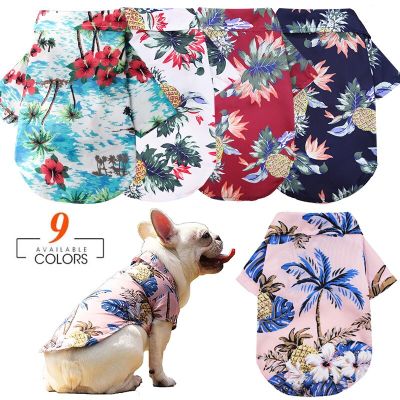 Hawaii Beach Dog Clothes Summer Fashion Print Pet Clothing Floral T-Shirt For Small Dogs Chihuahua Puppy Cat Shirts Vest