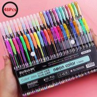 【LZ】☄✱✺  Conjunto de canetas gel glittering dica para adultos livros para colorir diários desenho doodling art markers crianças grafite 48 cores 10mm