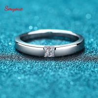 Smyoue 0.3CT แหวนหมั้นตัด Moissanite สำหรับผู้ชายผู้หญิงไม่มีสีวงเจ้าสาวสีเงิน