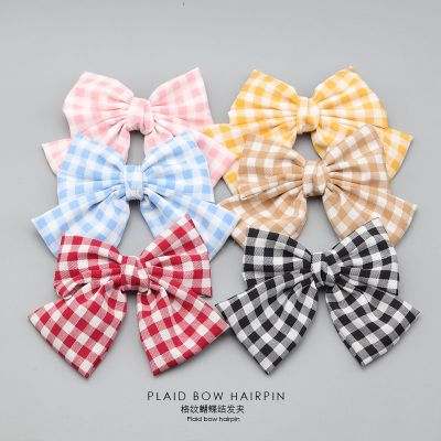 ℗❣ Korean Fashion Fabric Plaid Large Bow Hairpins For Women Girls Elegant Bow Tie Hairgrip Vintage Hair Clip Hair Accessories