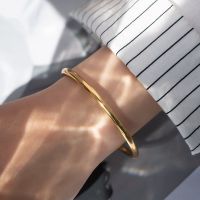 Gold Color Cuff for Women 2023 Jewelry Plain Bangle Stacking to Young