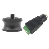 5.5 X 2.1Mm DC Power Female Jack Connector Plug amp; 3/8 To 1/4 Adapter Mini 3/8 Female To 1/4 Male Adapter Screw