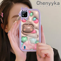 เคส Chenyyyka สำหรับ Realme C20 C11 C20A C11 2020 Narzo 50i ลายการ์ตูน3D หมีน้อยน่ารักซิลิโคนโปร่งใสเคสมือถือสร้างสรรค์น่ารักมอนสเตอร์ตัวน้อยเลนส์กล้องถ่ายรูปป้องกันเคสใสกันกระแทก