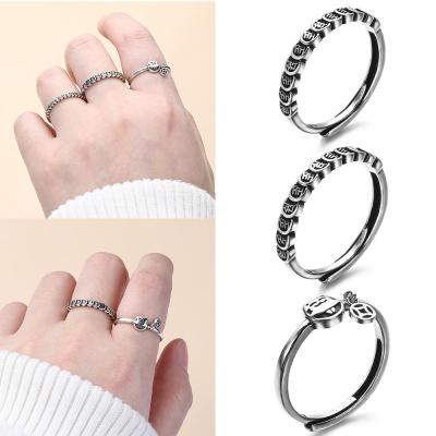 แฟชั่น OKDEALS แหวนสวมข้อนิ้วแหวนปรับขนาดได้อักษรจีนแมวนำโชคน่ารักเงินปรับได้