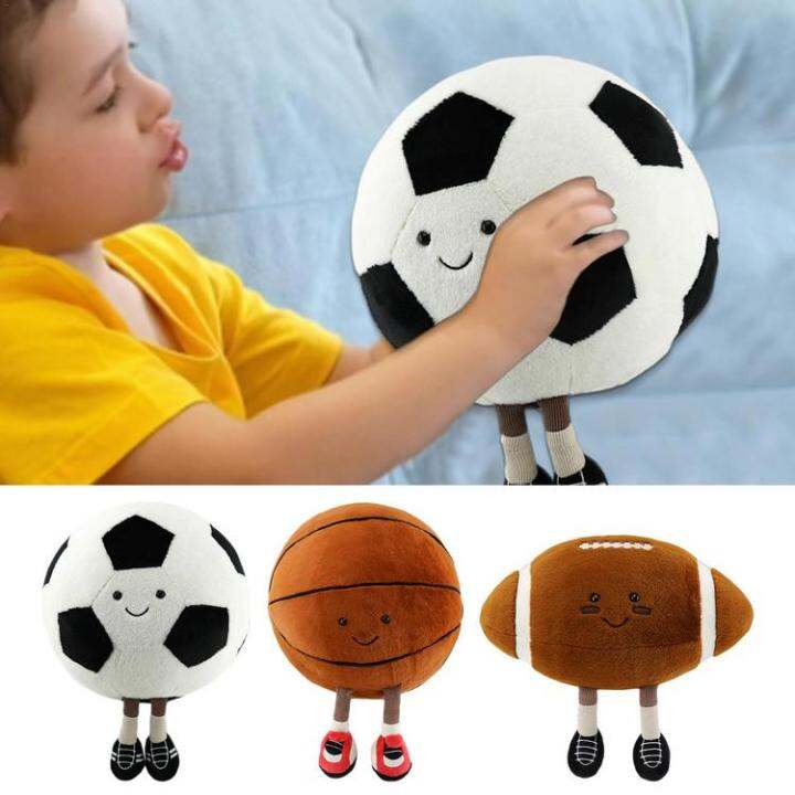 plush-football-ball-smile-basketball-plush-toy-cute-ball-pillow-car-home-football-doll-smiley-ball-vent-throw-doll-indoor-decor-workable