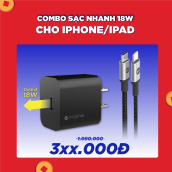 Combo sạc nhanh Mophie PD 18W cho iPhone iPad (Sạc Mophie PD 18W USB-C và Cáp Mophie USB-C to Lightning 1m)