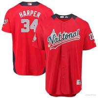 ชุดเบสบอล MLB สำหรับผู้ชาย เสื้อผ้าผู้ชาย เสื้อบอล 2023 New High Quality✗  BSB 2018 MLB All-Star Nationals Baseball Jersey Shirts Harper Scherzer Cardigan Jersey Unisex Player Version