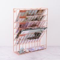 European Simple Rose Gold Iron Bookshelf Desktop Books Magazine Storage Rack creative storage rack folder rack