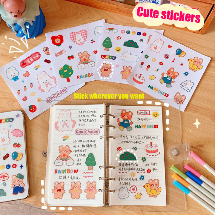 small-stickers-for-notebooks-handmade-stationery-stickers-japanese-cartoon-stickers-cute-stationery-stickers-ins-style-stickers