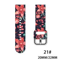 rfgykdtg 22mm 20mm Band for Samsung Galaxy Watch 3/46mm42mm/active 2/46 Gear s3 Frontier/S2/Huawei GT 2/2E silicone strap Flower printing