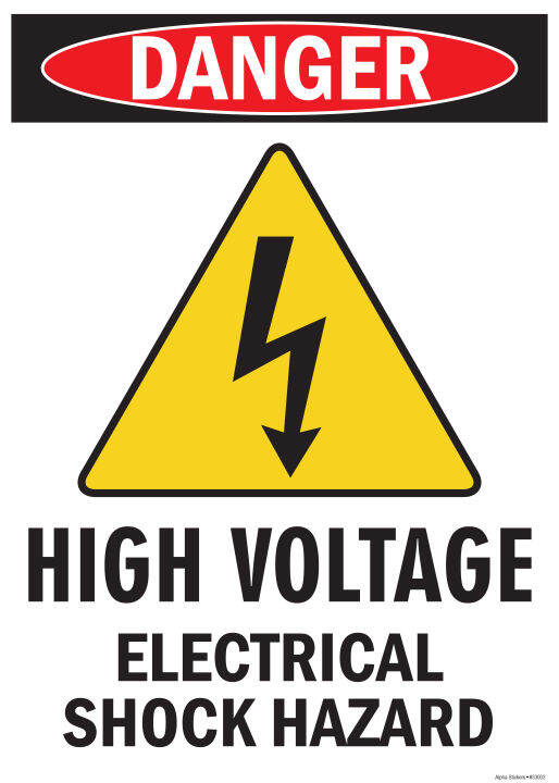 Danger High Voltage Sign Electrical Shock Hazard Vinyl Sticker Size: 5 ...