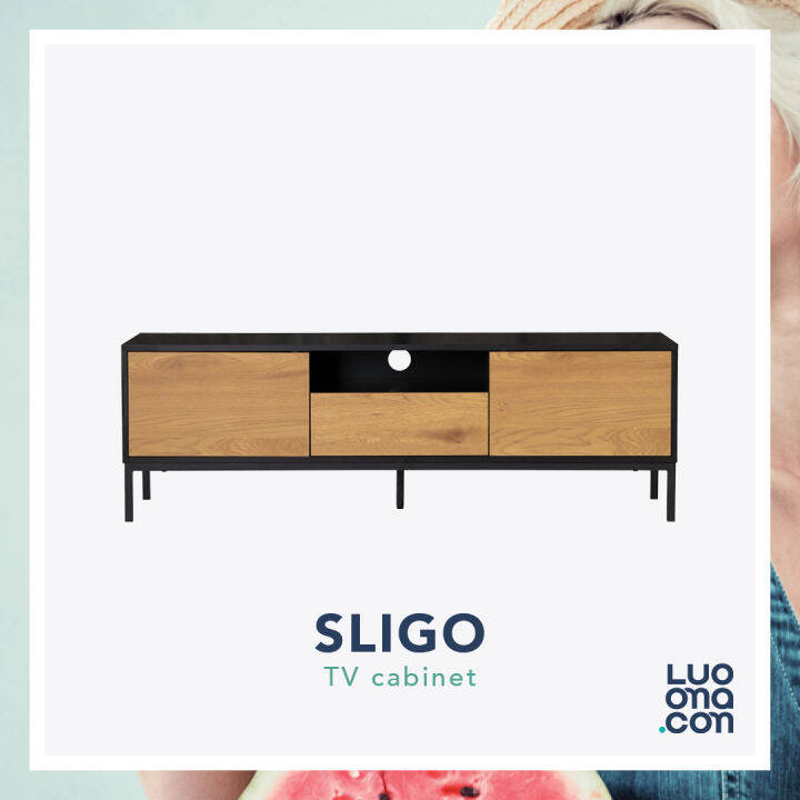 Sligo 1.4M TV Black Metal TV Stand / TV Shelf Rack